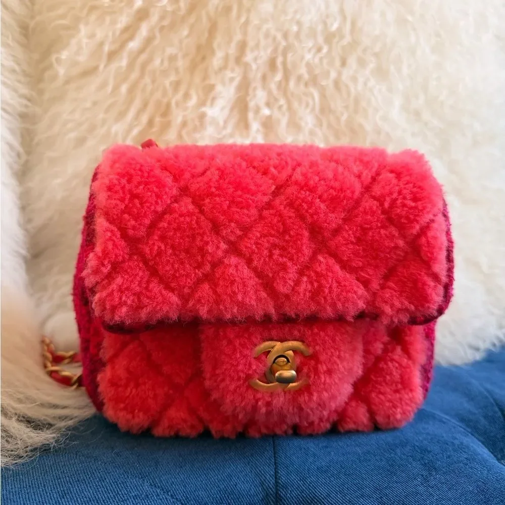 CHANEL Vibrant Pink Shearling Mini Bag